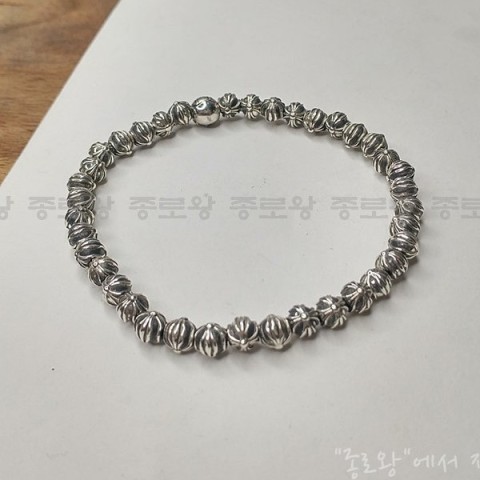 Chrome Hearts 크롬하츠 크로스볼 올실버 비즈 팔찌