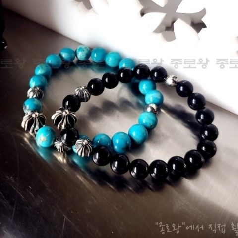 Chrome Hearts 크롬하츠 8MM 날개 크로스 로고볼 비즈 팔찌